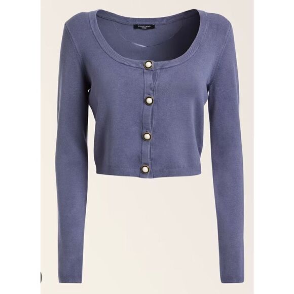 Marciano by Guess Purple Pearl Button Up Cropped Cardigan Sweater sz XS - Picture 1 of 10